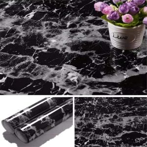Self-Adhesive Marble Wallpaper Sheet (Black)